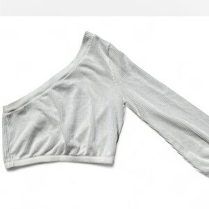 Forever 21 Silver One-Shoulder Crop Top